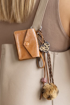 Mini Wallet And Leopard Heart Pom Bag Charm