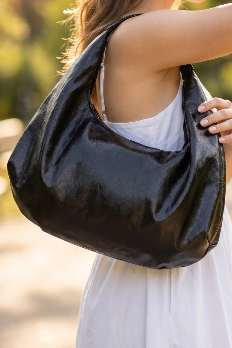 Simple Faux Leather Hobo Shoulder Bag