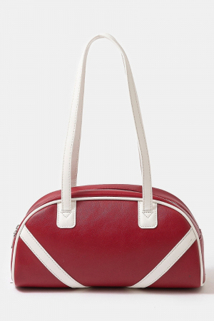 Stripe Accent Leather Hand Bag
