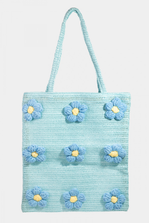 Knitted Flower Tote Bag