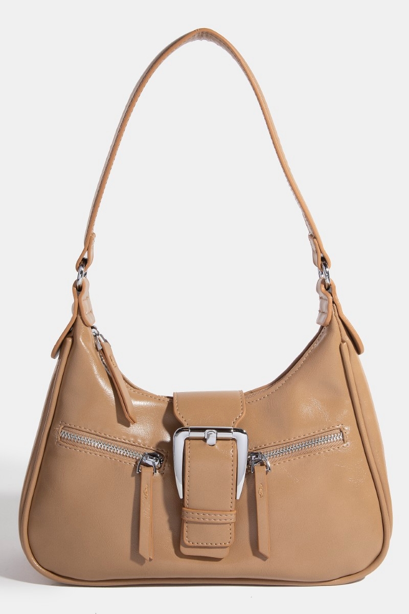 Large Buckle Triple Zipper Hand Bag