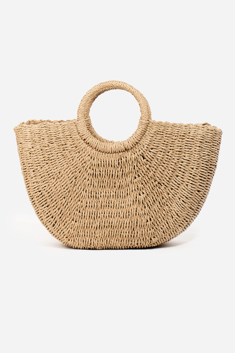 Half Moon Straw Tote Bag