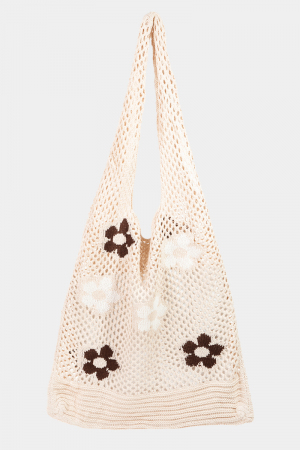Floral Print Knitted Tote Bag
