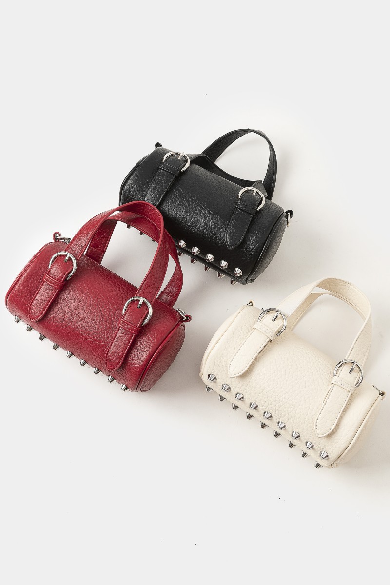Leather Buckle Strap Cylinder Hand Bag
