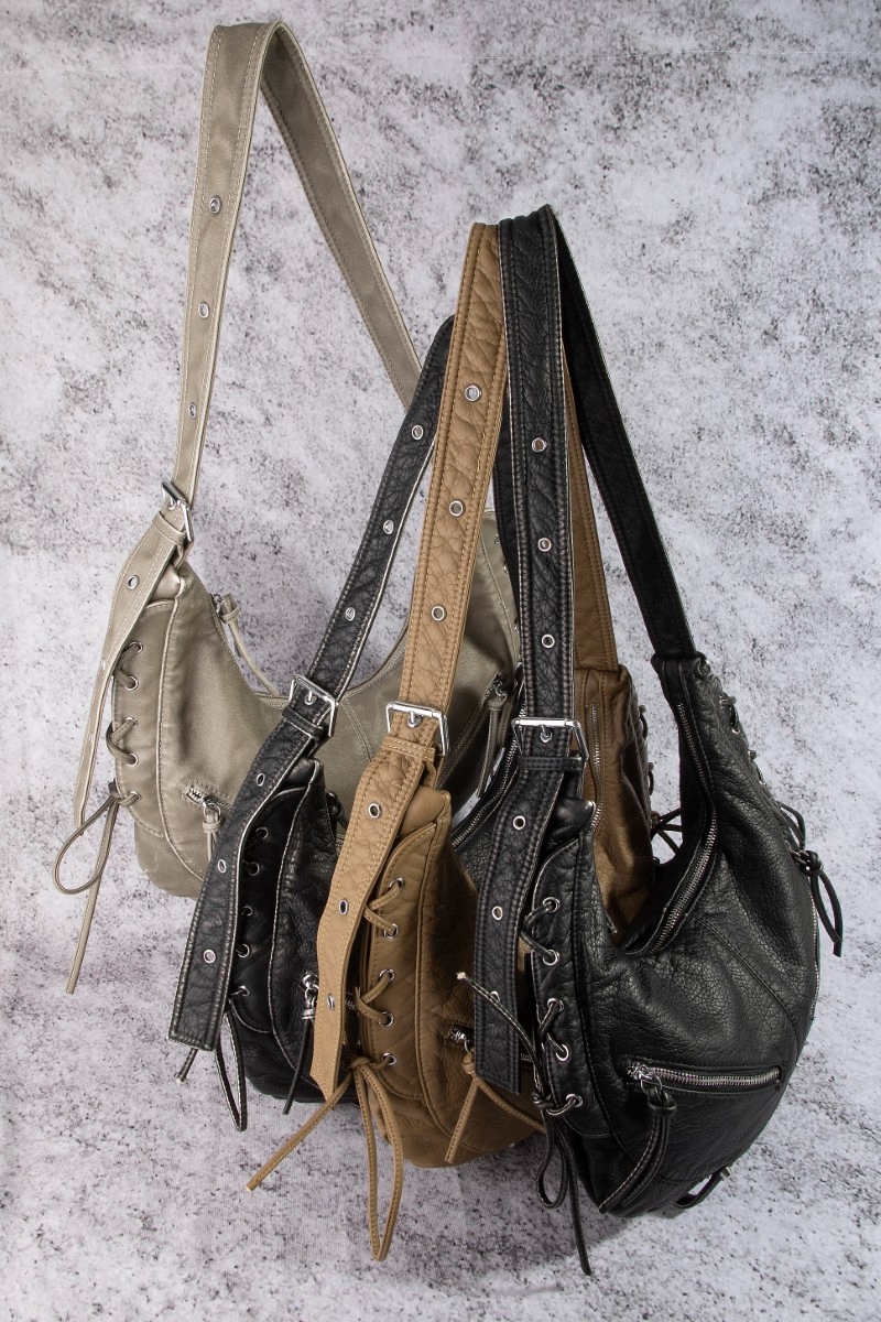 Larger Leather Crescent Shoulder Bag