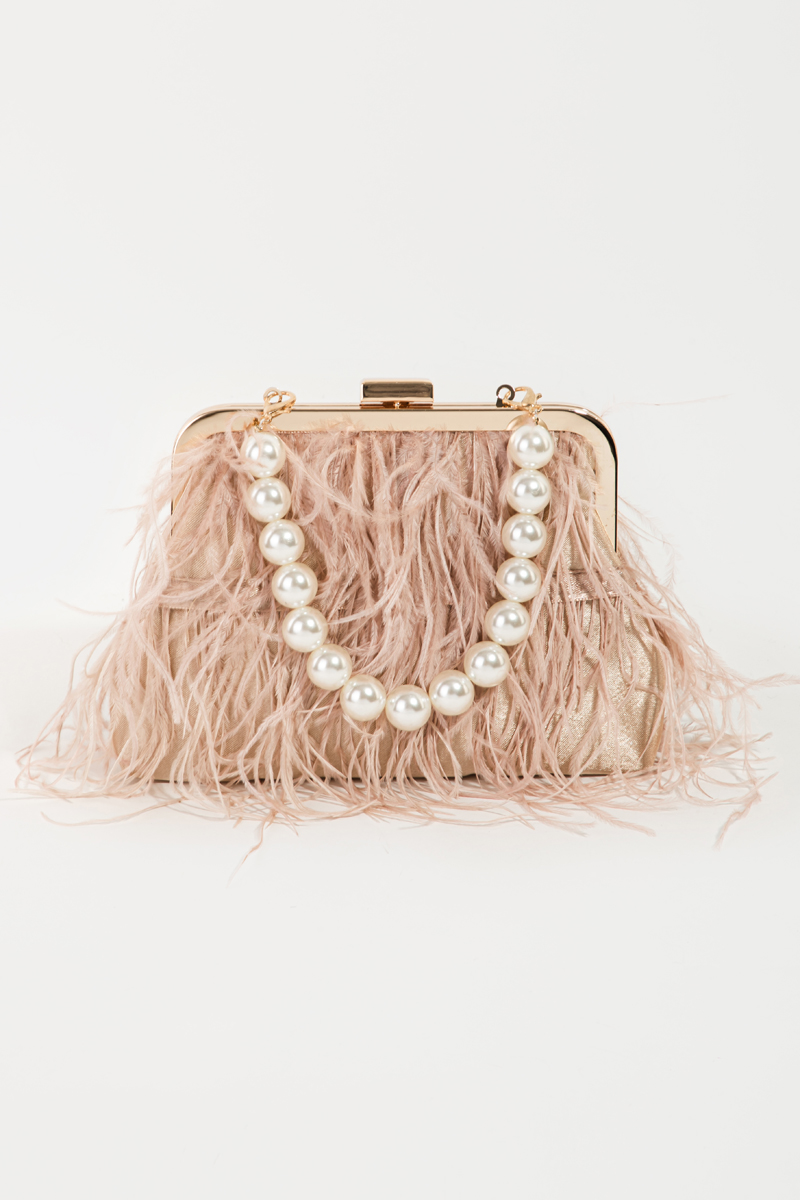 Feather Fringe Clutch Bag