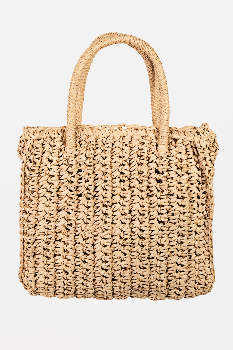 Raffia Braided Square Tote Bag