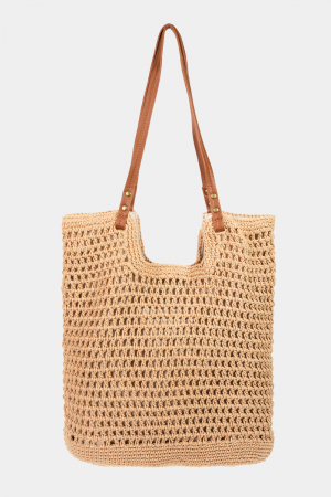 Straw Braided Rectangle Tote Bag