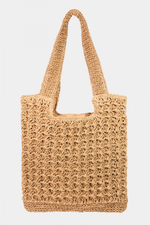 Intricate Straw Knit Tote Bag