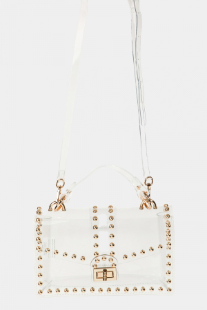 Rhinestone Studded Clear Clutch Bag