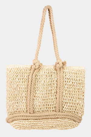 Rope Handle Straw Braided Tote Bag