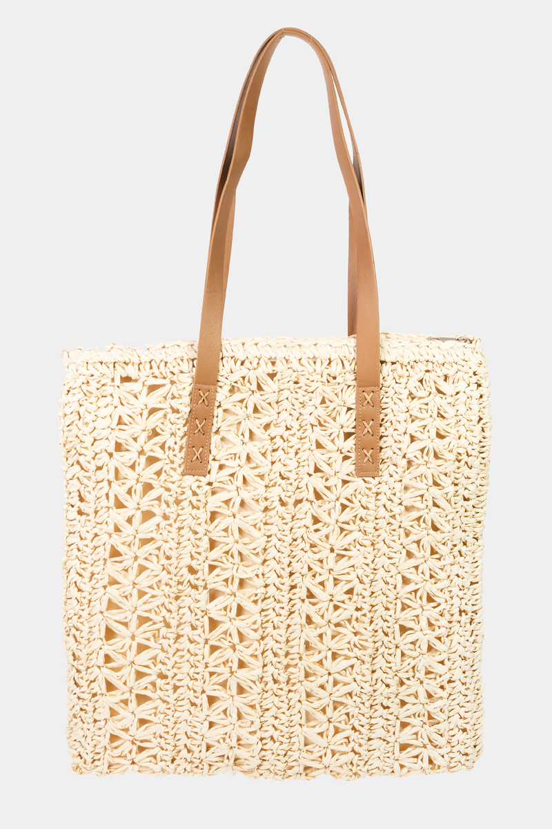 Rectangle Straw Braided Tote Bag