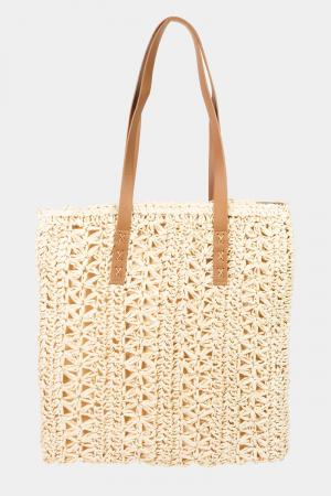 Rectangle Straw Braided Tote Bag