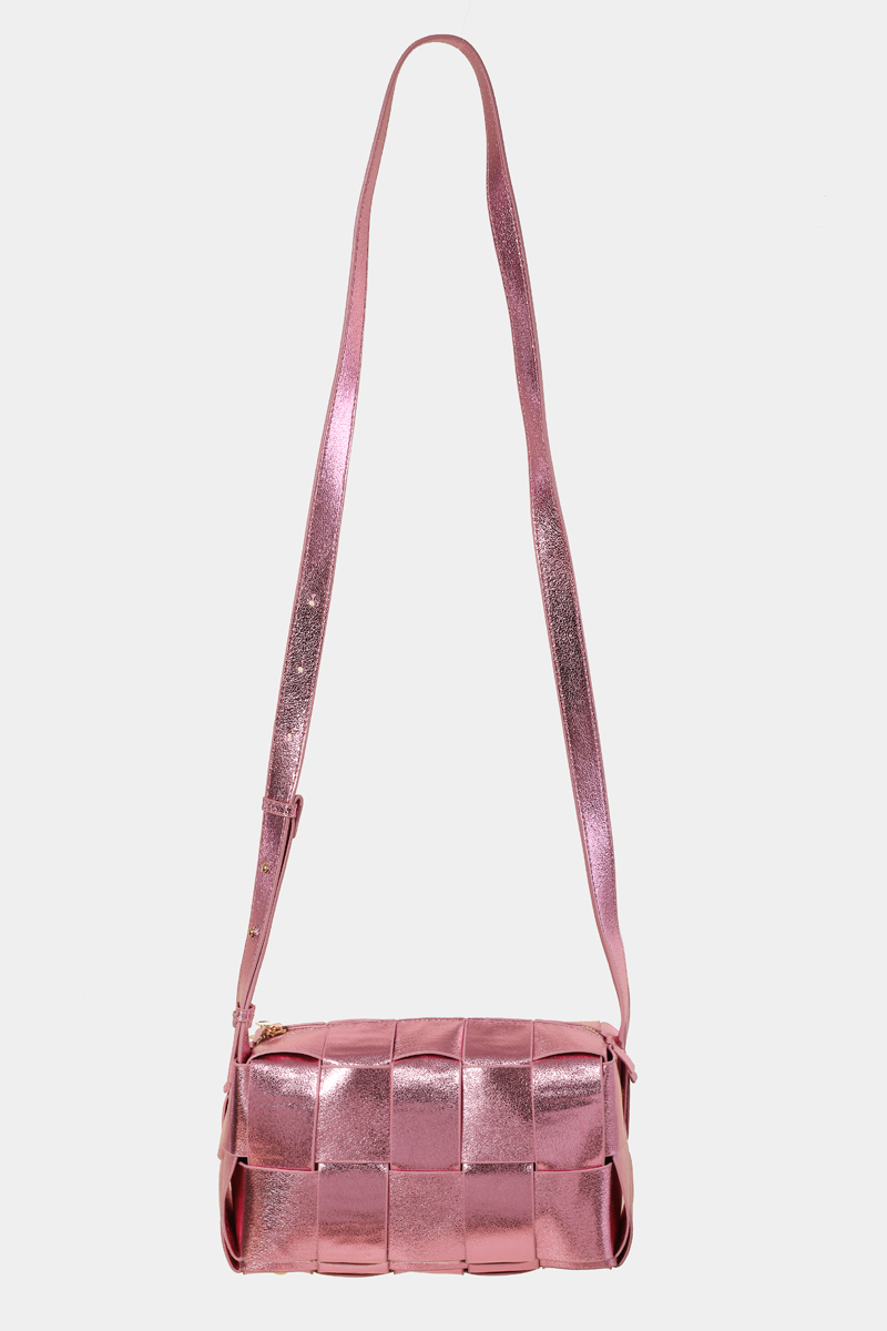 Faux Leather Woven Shoulder Bag