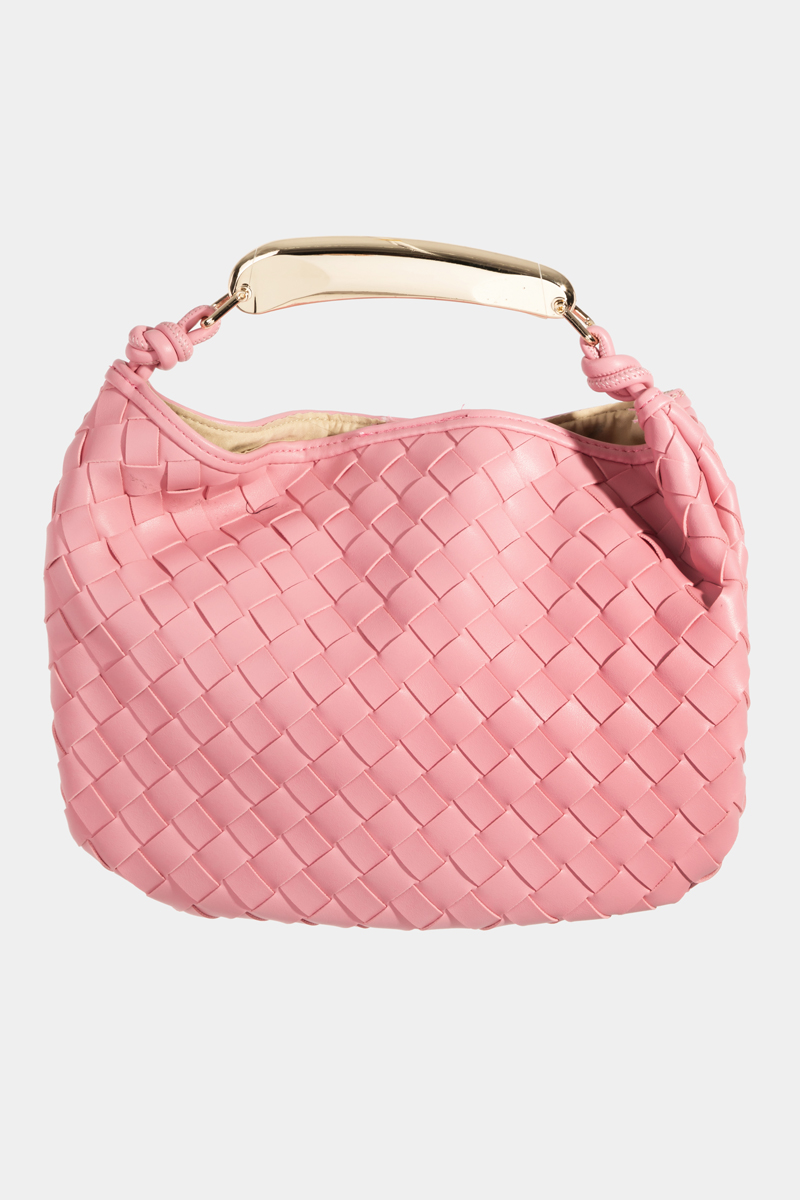 Faux Leather Basket Weave Handbag