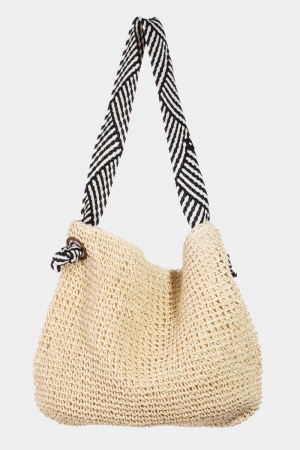 Striped Strap Straw Braid Bag
