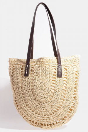Straw Braided Rounded Tote Bag