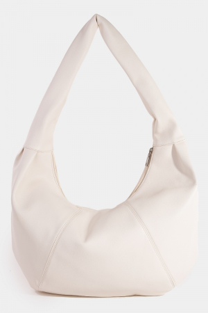 Panel Stitch Crescent Leather Shoulder Bag