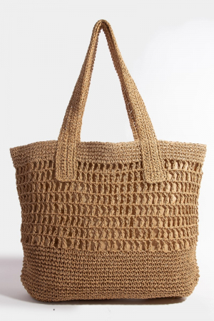 Mixed Straw Braided Hobo Tote Bag