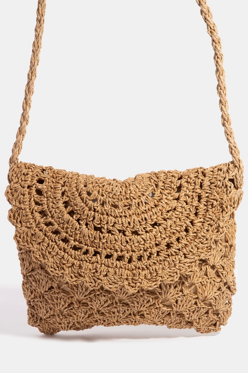 Intricate Straw Braided Envelope Hand Bag