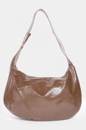 Leather Hobo Crescent Shoulder Bag