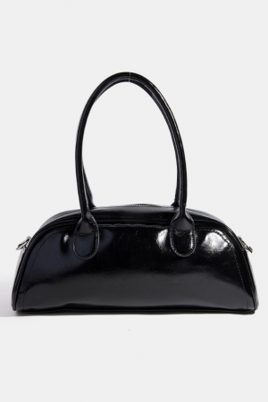 Wide Glossy Baguette Hand Bag