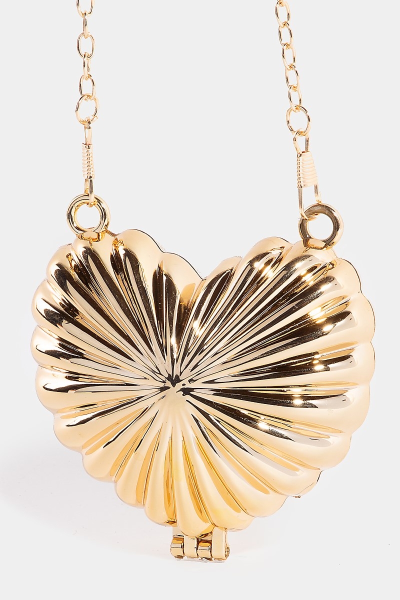 Metallic Shining Heart Clutch Coin Purse