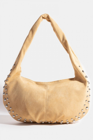 Metallic Studded Suede Hand Bag