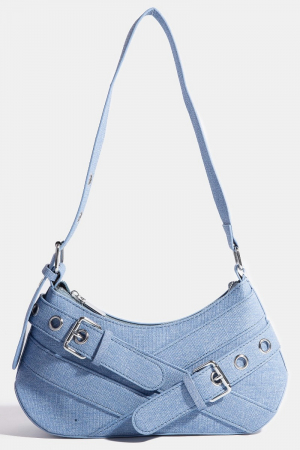 Abstract Overlap Belt Accent Shoulder Bag