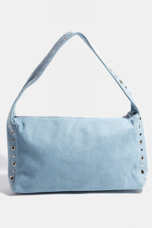Wide Boxy Grommet Hand Bag
