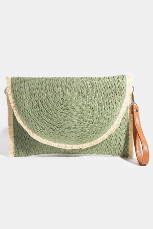 Paper Braided Round Flat Envelope Clutch Bag