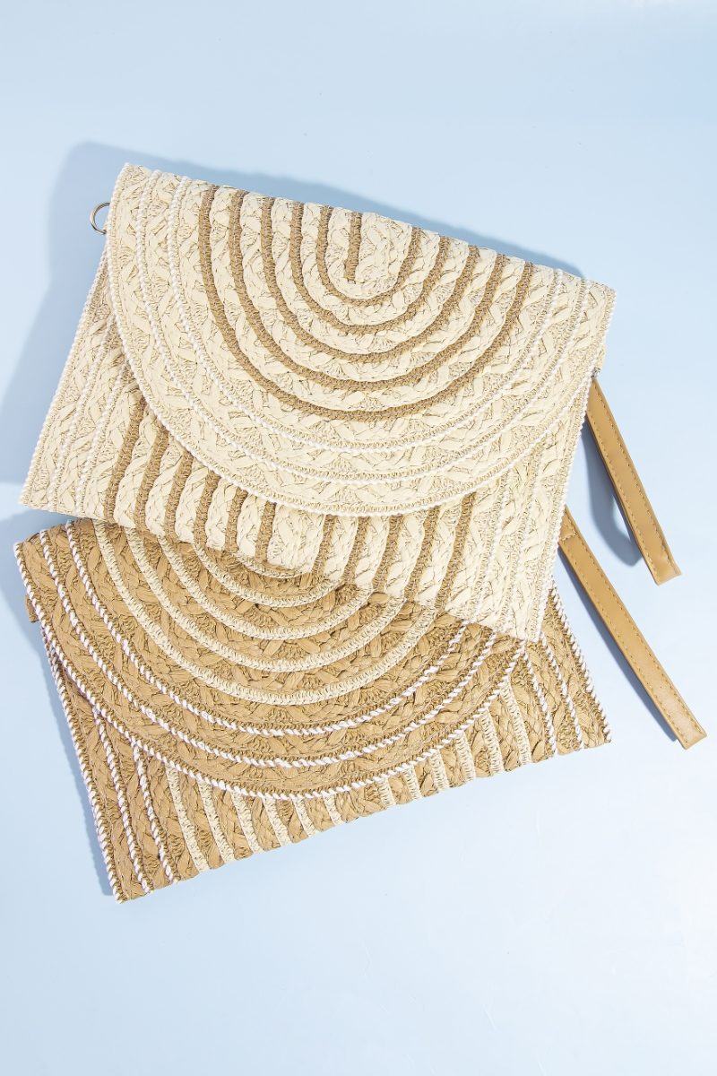 White Cord Braided Accent Paper Envelope Clutch Bag