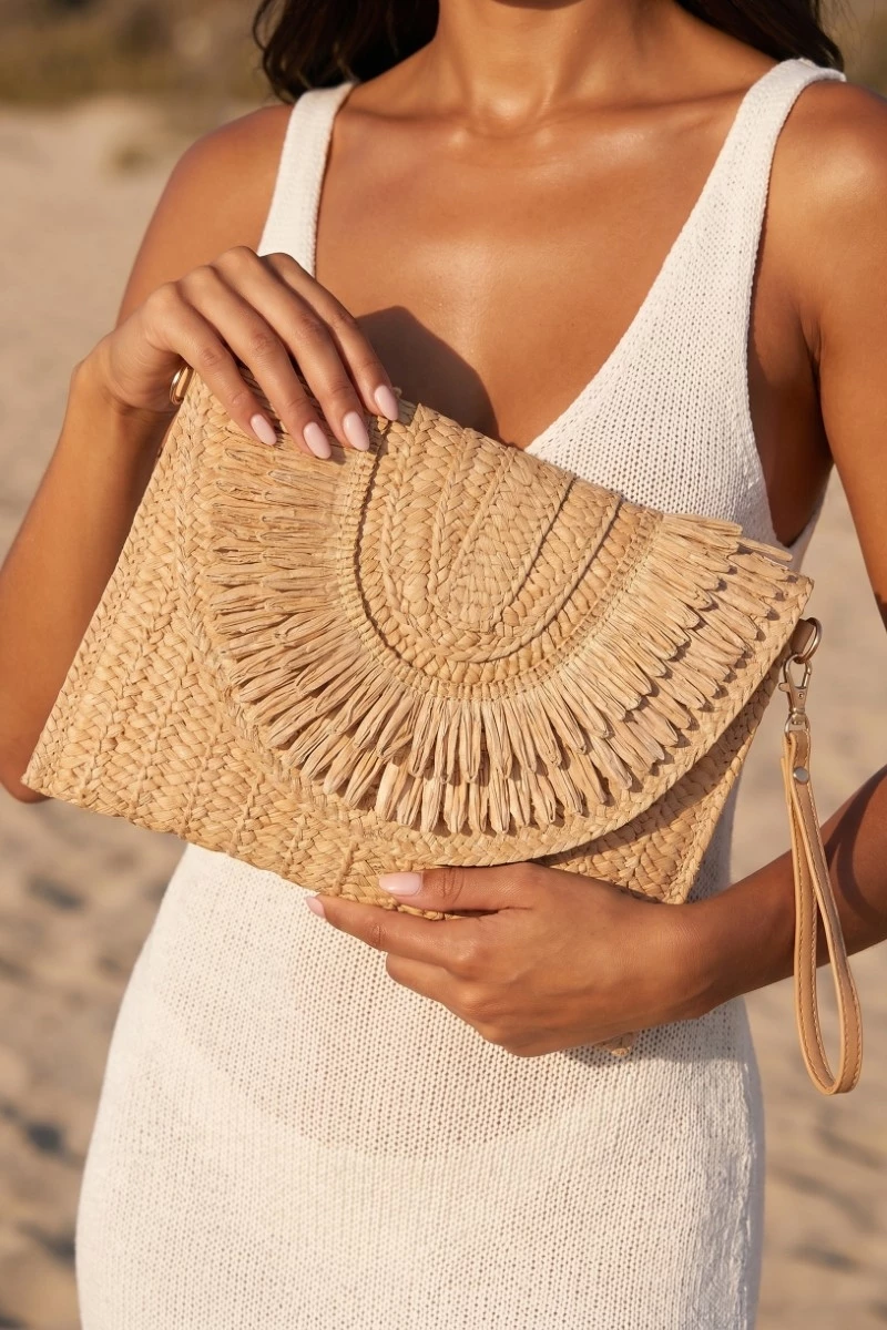Intricate Paper Weave Envelope Clutch Bag