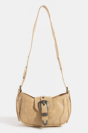 Western Buckle Accent Multi Panel Shoulder Bag
