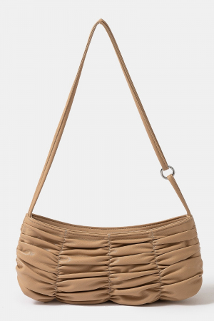 Segmented Pleated Leather Hand Bag