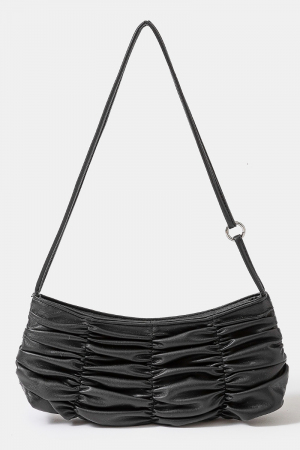 Segmented Pleated Leather Hand Bag