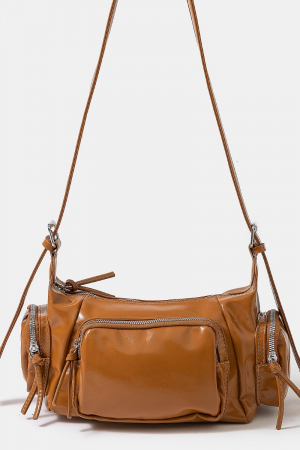 Glossy Leather Multi Pocket Hand Bag