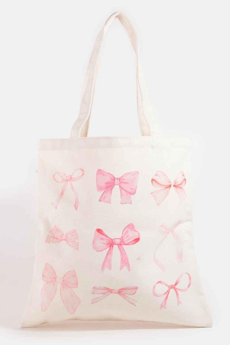 Pink Ribbon Bow Tote Bag