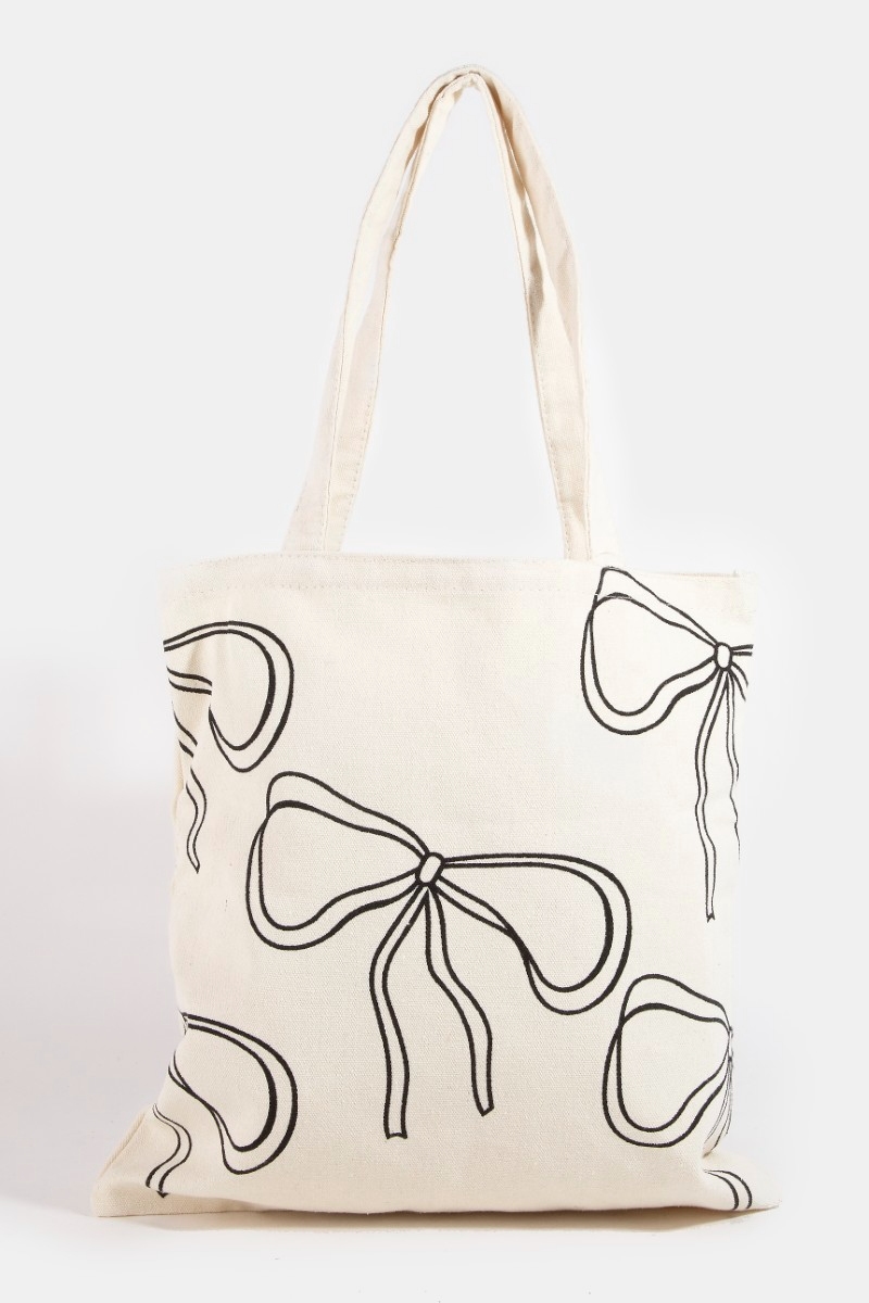 Ribbon Bow Tie Print Tote Bag