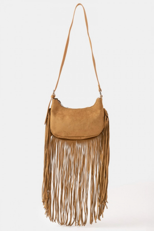 Suede Fringe Crossbody Bag