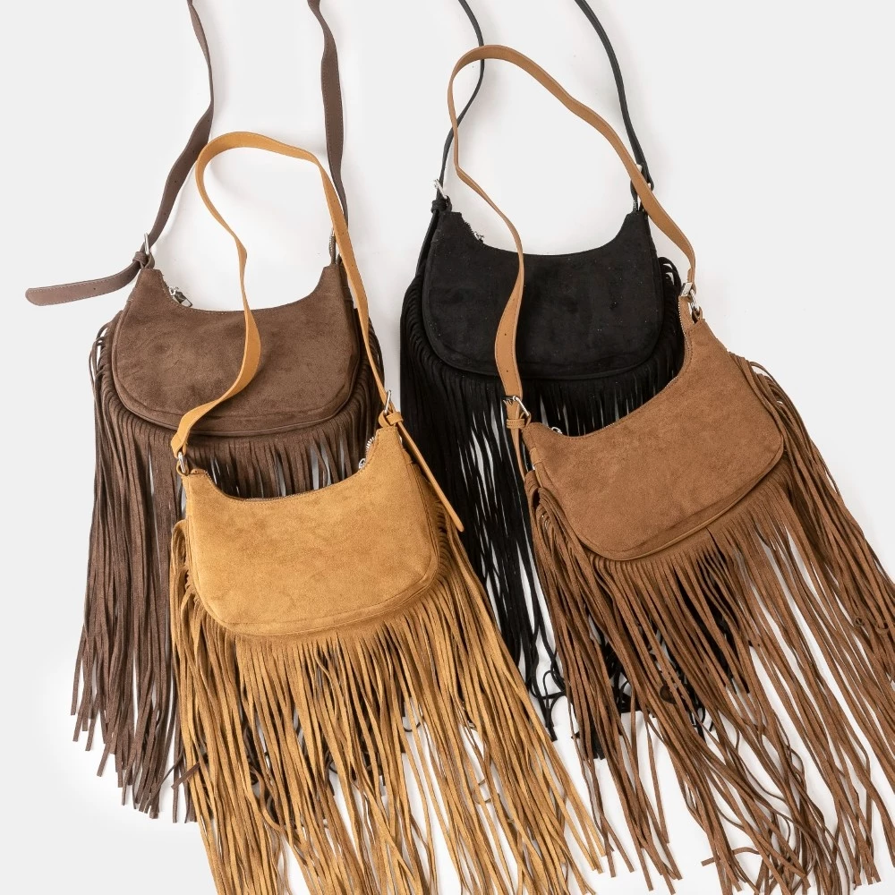 Western Suede Fringe Crossbody Bag