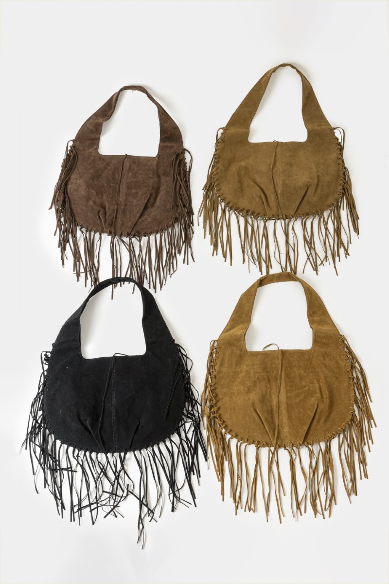 Frayed Fringe Detail Shoulder Bag