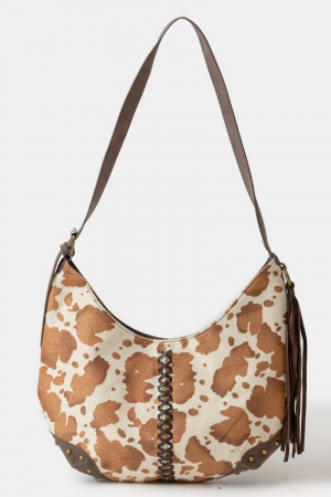 Cow Print Hobo Shoulder Bag