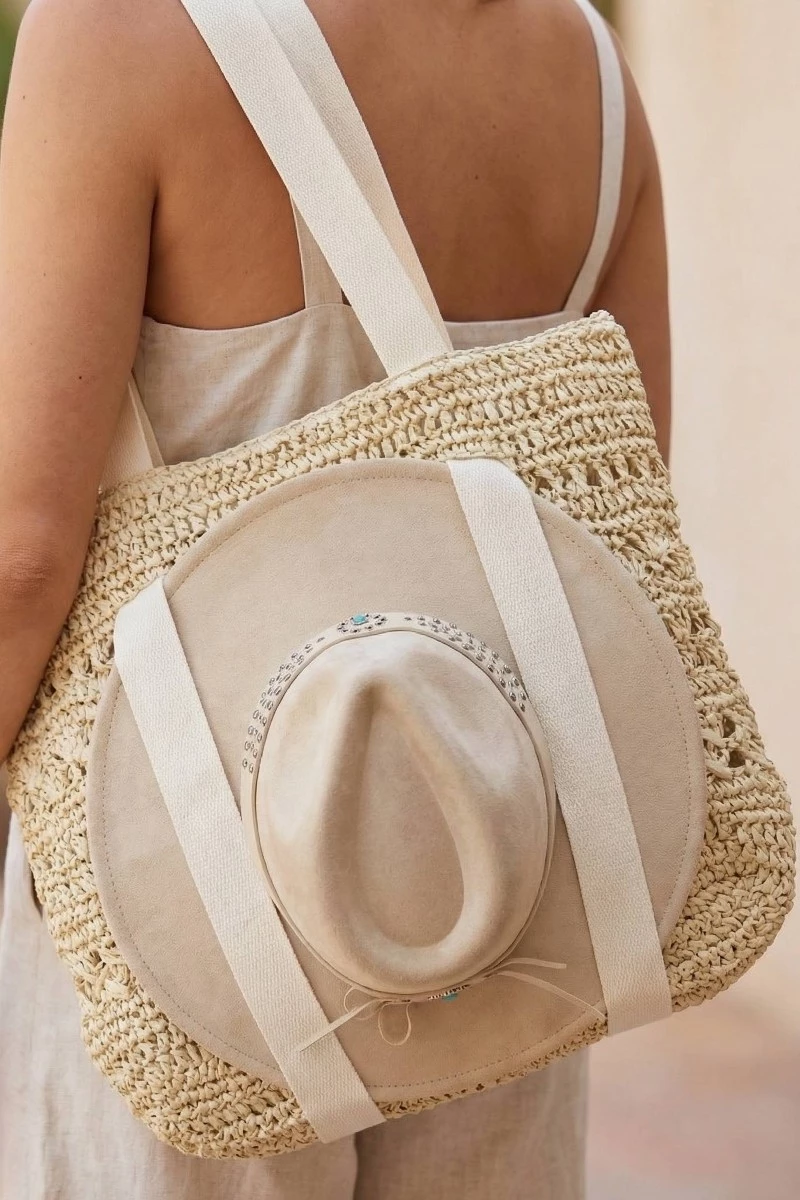 Large Straw Braided Hat Carrier Tote Bag