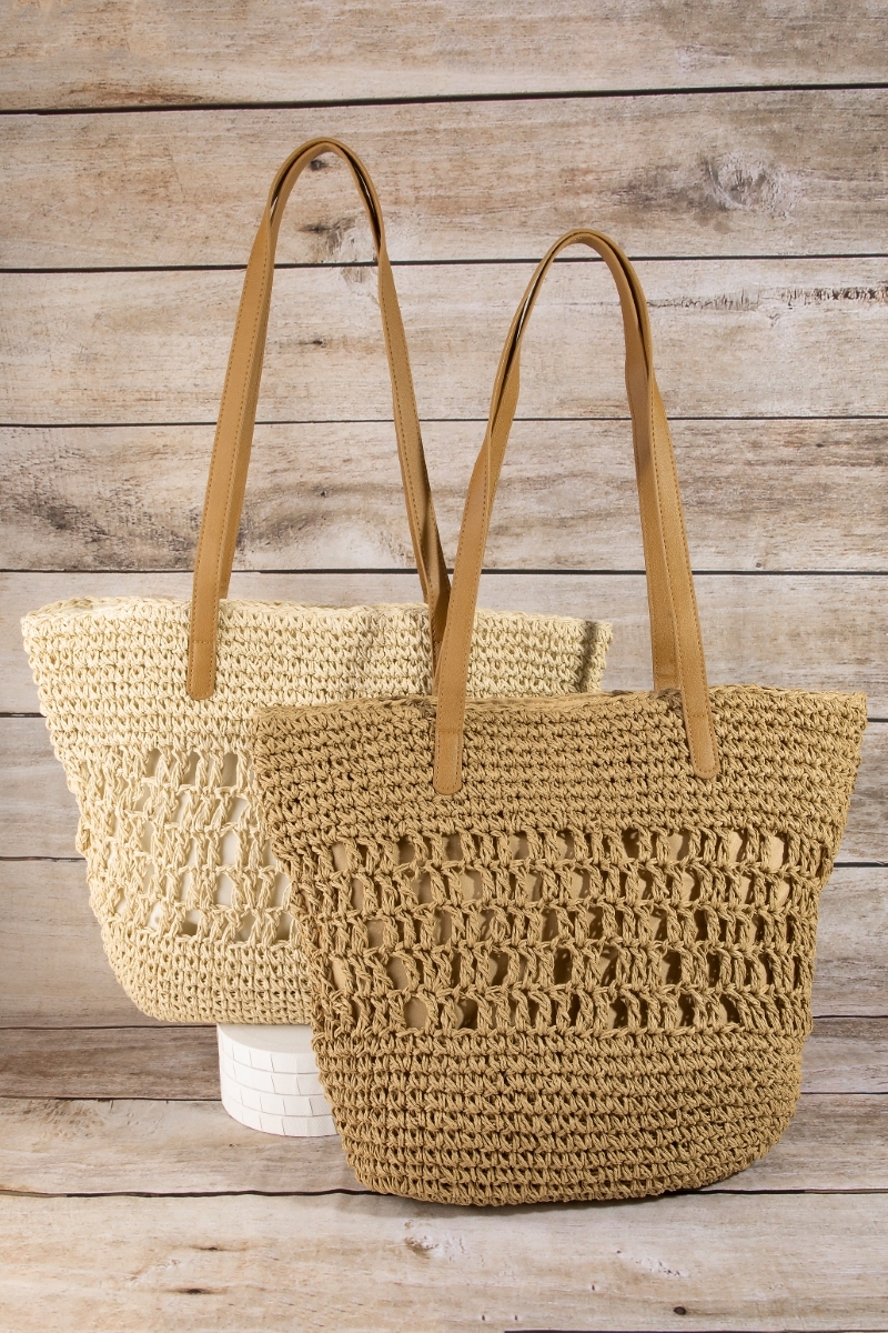 Intricate Straw Braided Large Tote Bag