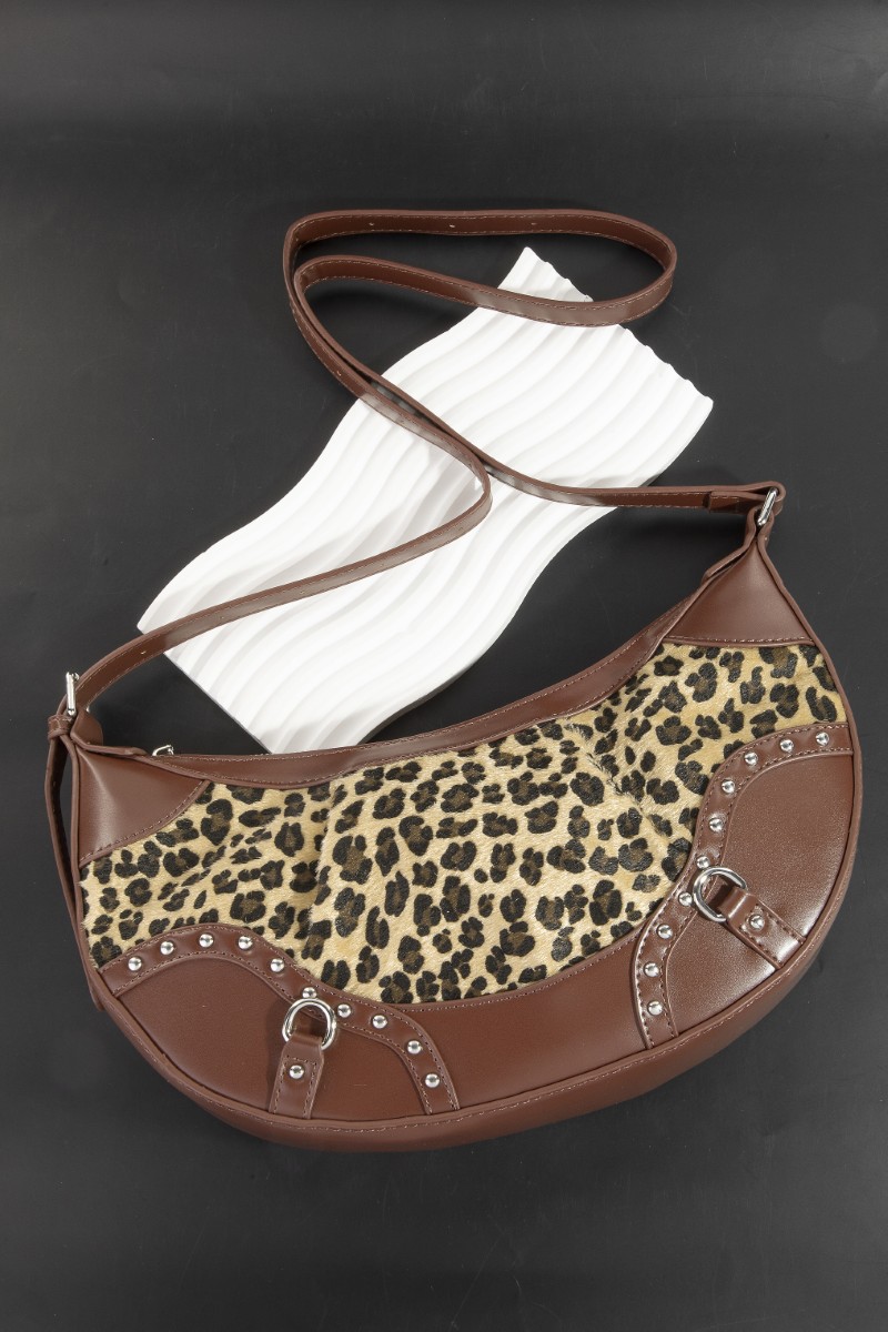Leopard Print Half Moon Shoulder Bag