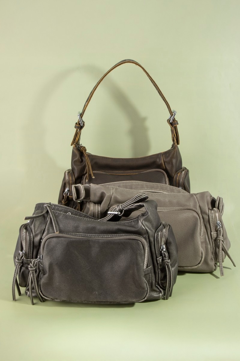 Multi Pocket Leather Shoulder Bag