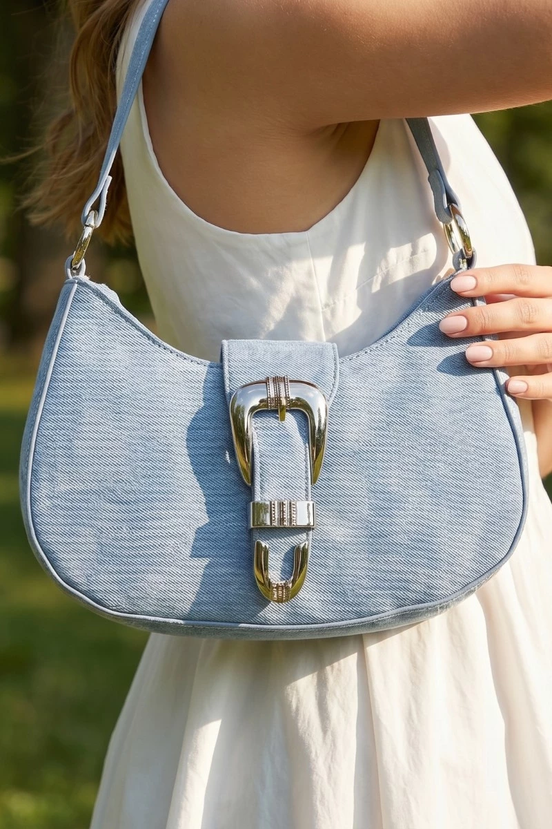 Buckle Detail Hobo Shoulder Bag