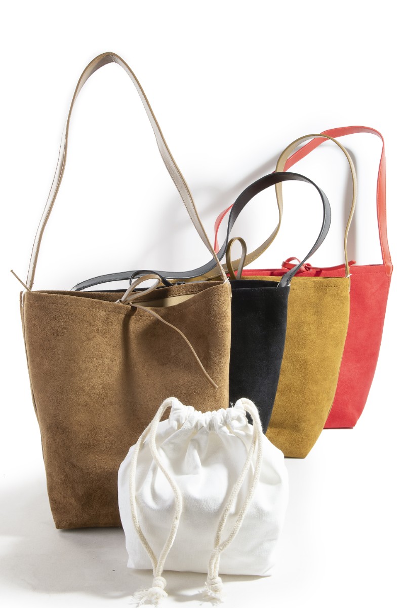 Bucket Pouch Suede Tote Bag