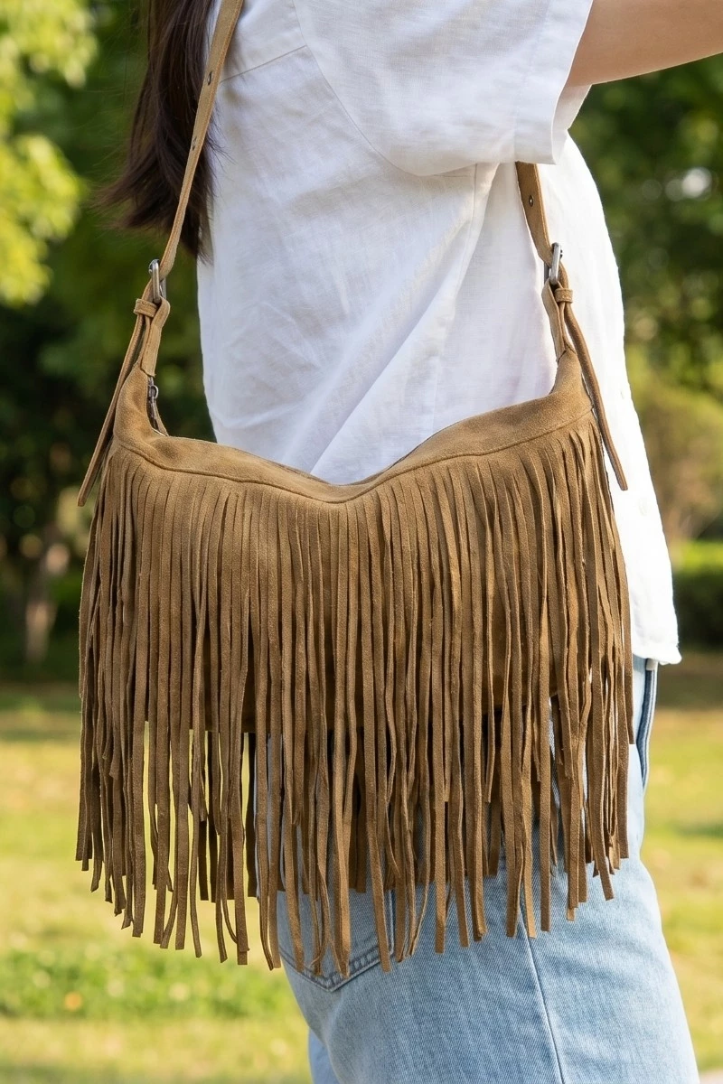 Fringe Suede Shoulder Bag